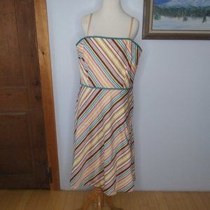 ann taylor loft cotton diagonal stripes summer dress fully lined playful fun